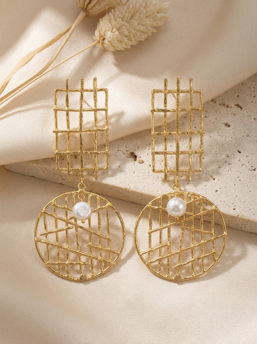 Lattice Pearl Earrings