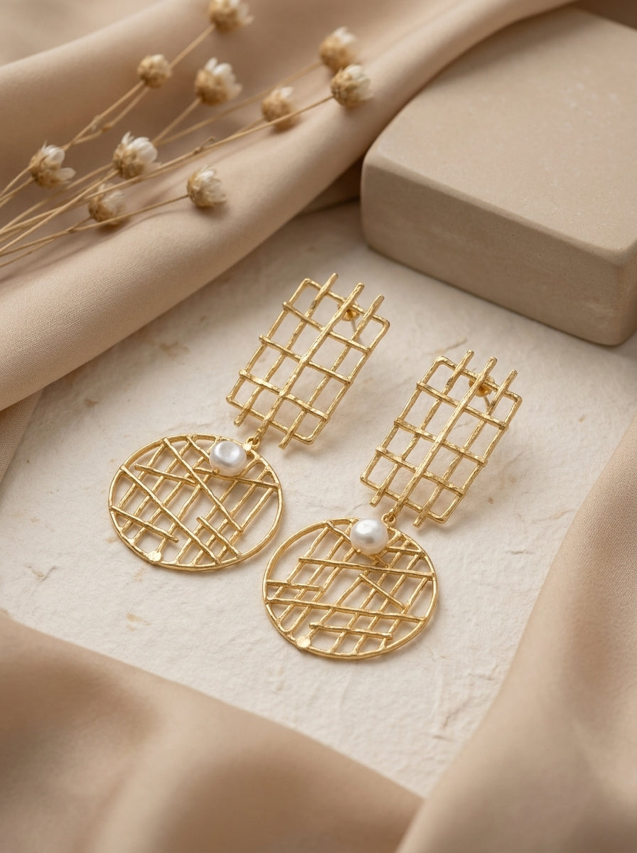 Lattice Pearl Earrings