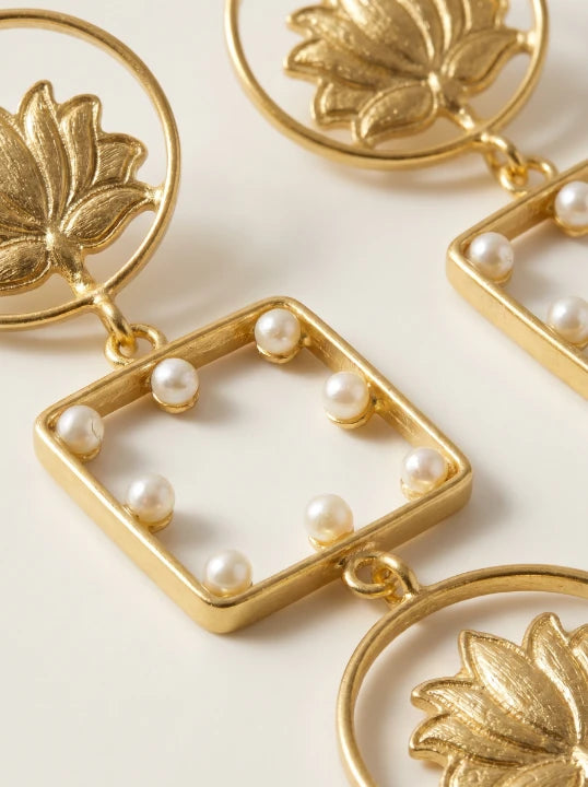 Lotus Pearl Earrings
