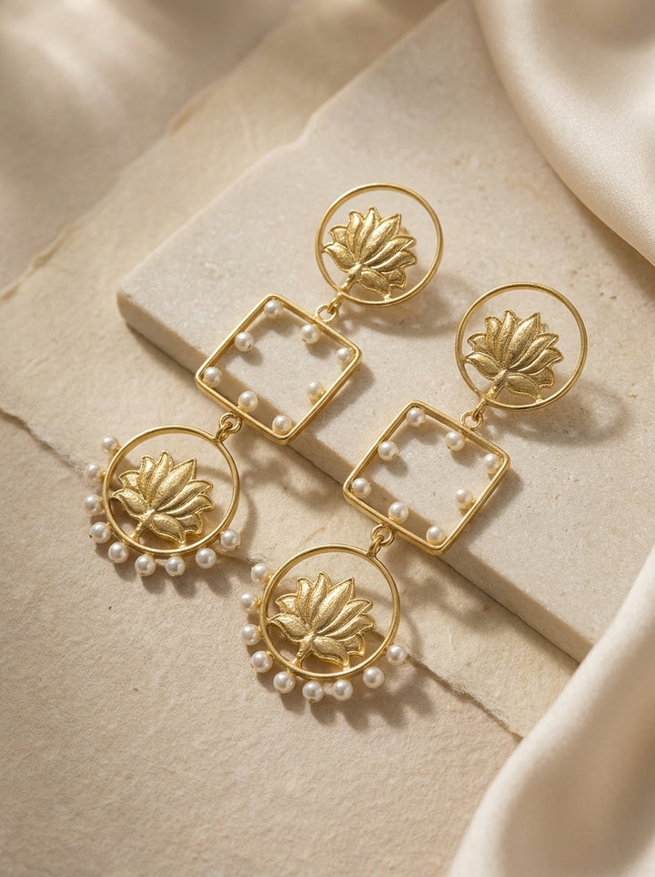 Lotus Pearl Earrings